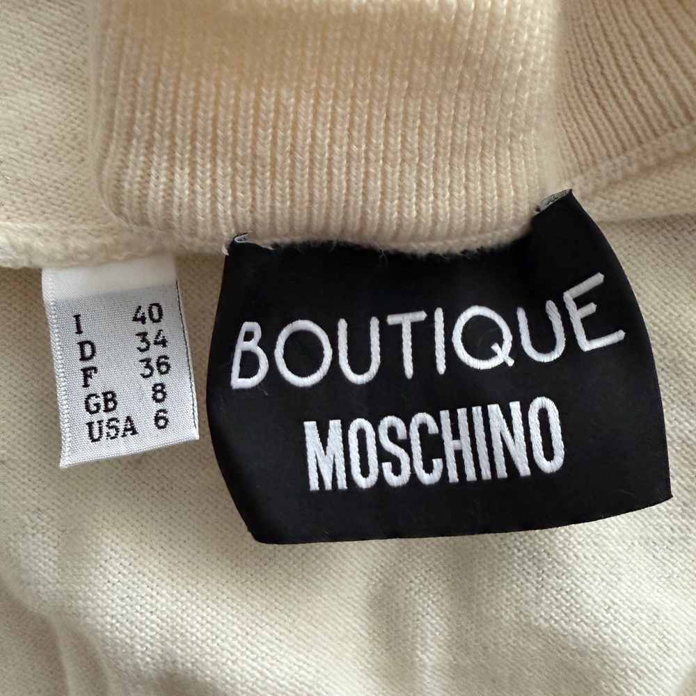 Moschino Boutique Cream Sweater with Leopard Design Size 6 - Picture 4 of 4